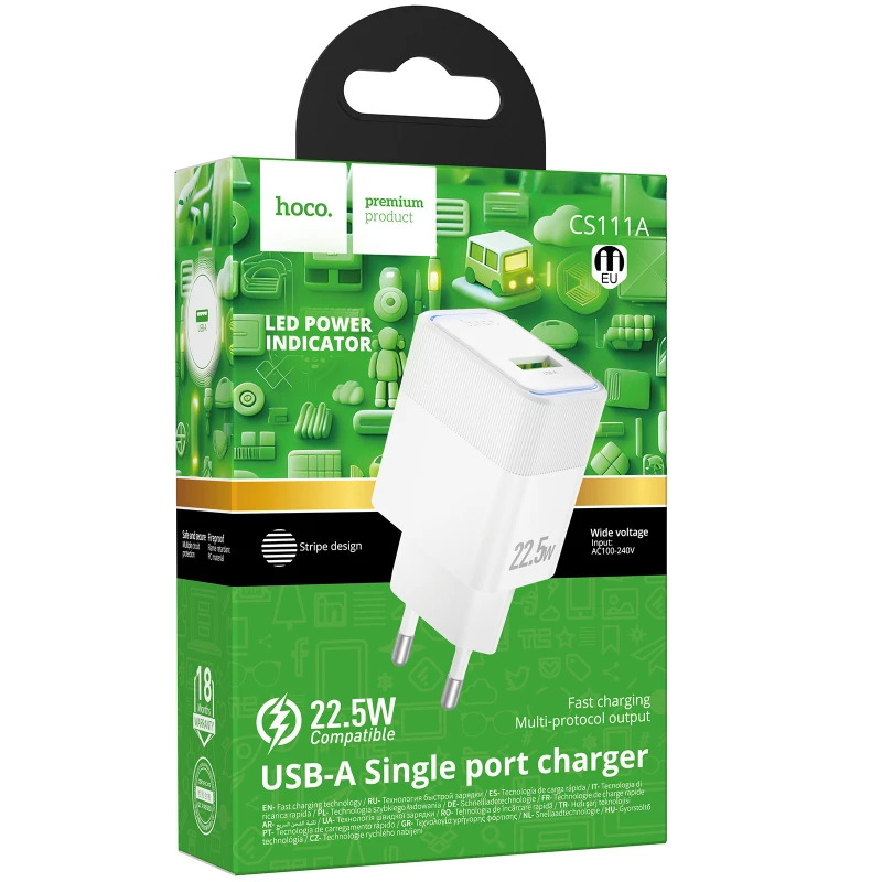 СЗУ Hoco CS111A Lounge PD22.5W (1USB-C) – White. Фото 2 из 4