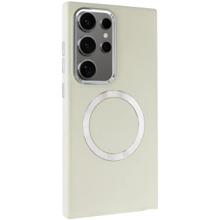 TPU чехол Bonbon с металлическими кнопками та MagSafe на Samsung Galaxy S24 Ultra — Белый / White