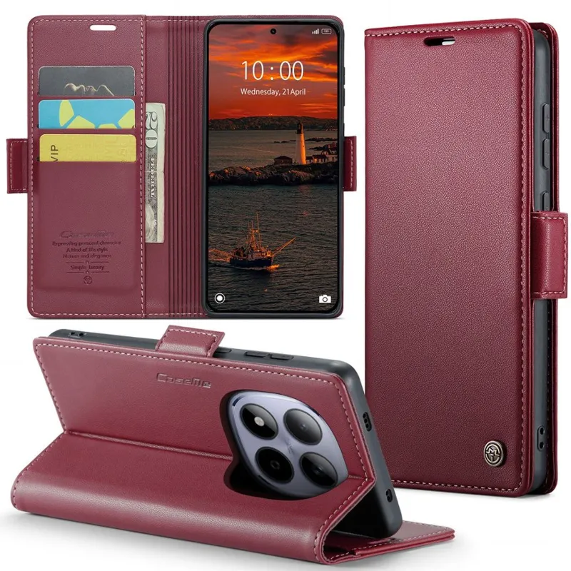 Шкіряний чохол-книжка CaseMe Nappa leather для Xiaomi Redmi Note 15 Pro+ 5G – Red. Фото 7 з 10