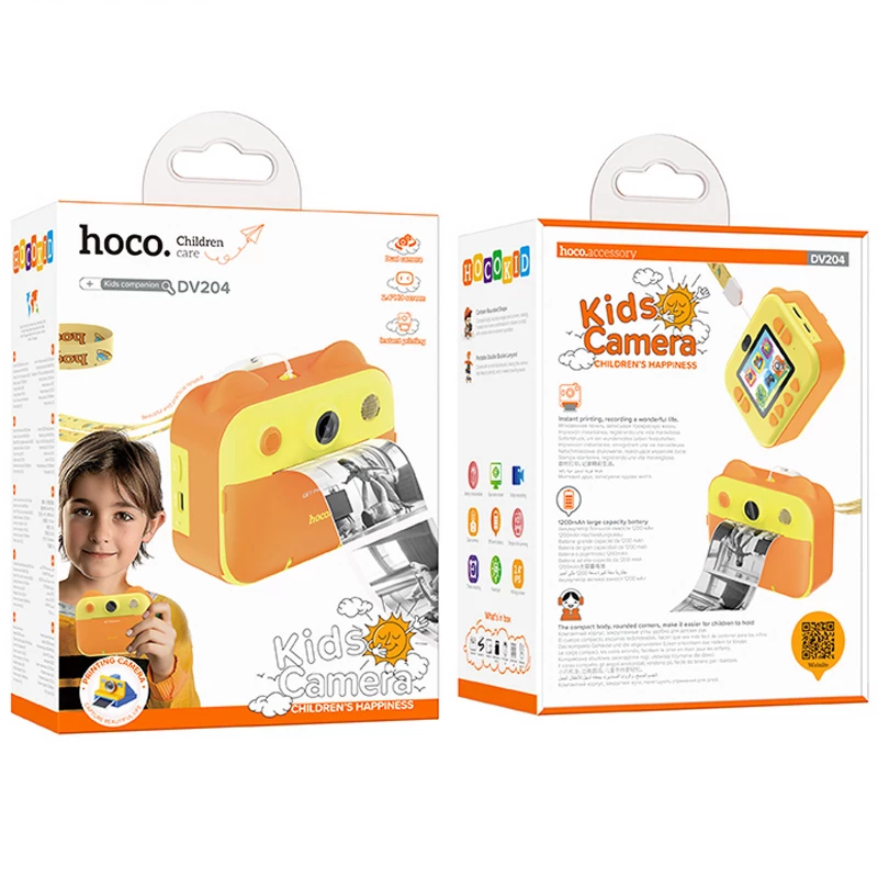 Дитяча фотокамера з моментальним друком Hoco DV204 Dual-camera – Yellow. Фото 3 з 6