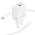 МЗП Borofone BN27 Fuente PD20W+QC3.0 (1USB-A/1C) + кабель Type-C to Lightning – White. Фото 2 з 6