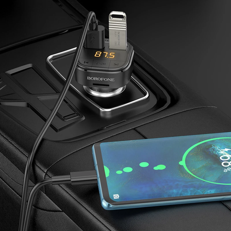 АЗУ FM модулятор Borofone BC43 Flash QC3.0 – Black. Фото 7 из 8