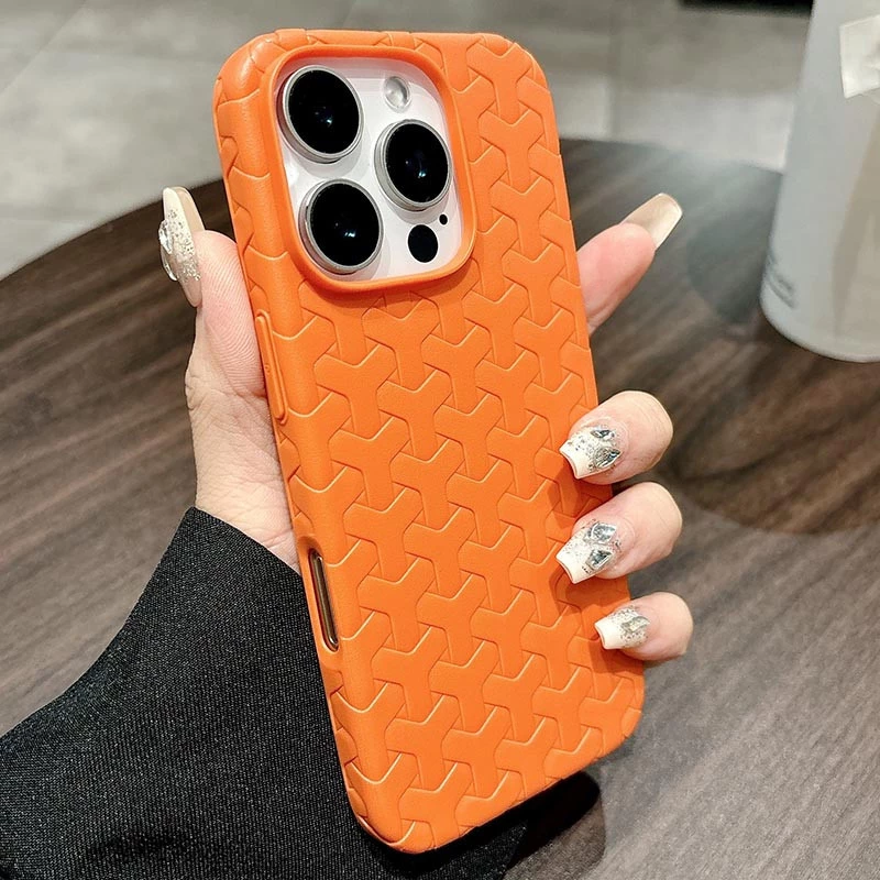 TPU чохол плетенка на Apple iPhone 16 Pro – Orange. Фото 4 з 6