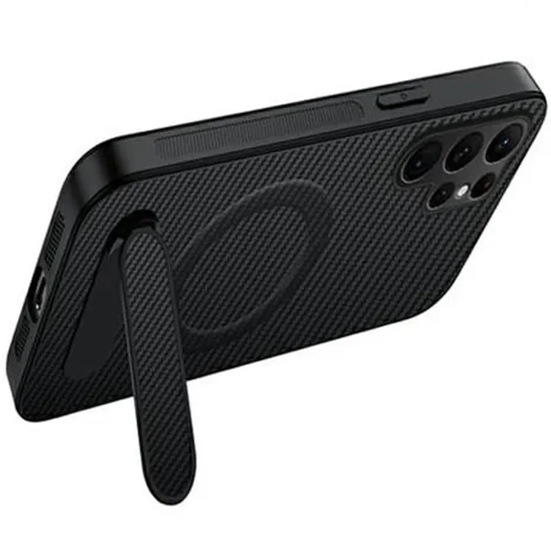 TPU+PC чохол Carbon Kickstand Magnetic Case для Samsung Galaxy S26 Ultra – Black. Фото 2 з 3