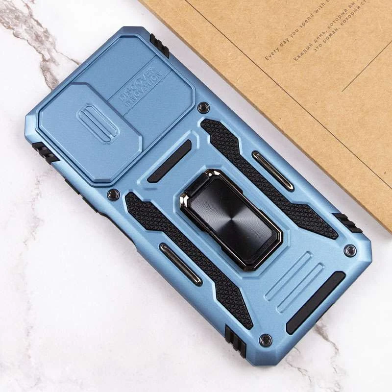 Ударопрочный чехол Square Ring c шторкой на камеру для Xiaomi Redmi Note 11 (Global) / Note 11S – Голубой / Light Blue. Фото 7 из 7