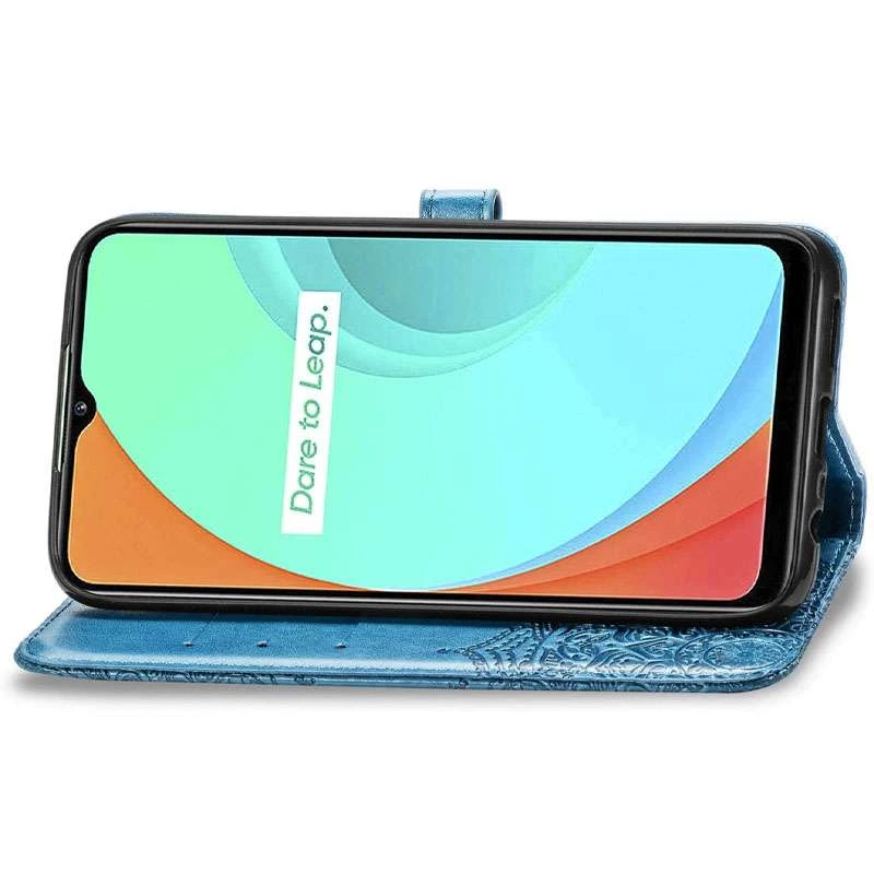 Шкіряний чохол-книжка Art Case з візитницею для Realme C11 – Синій. Фото 4 з 5