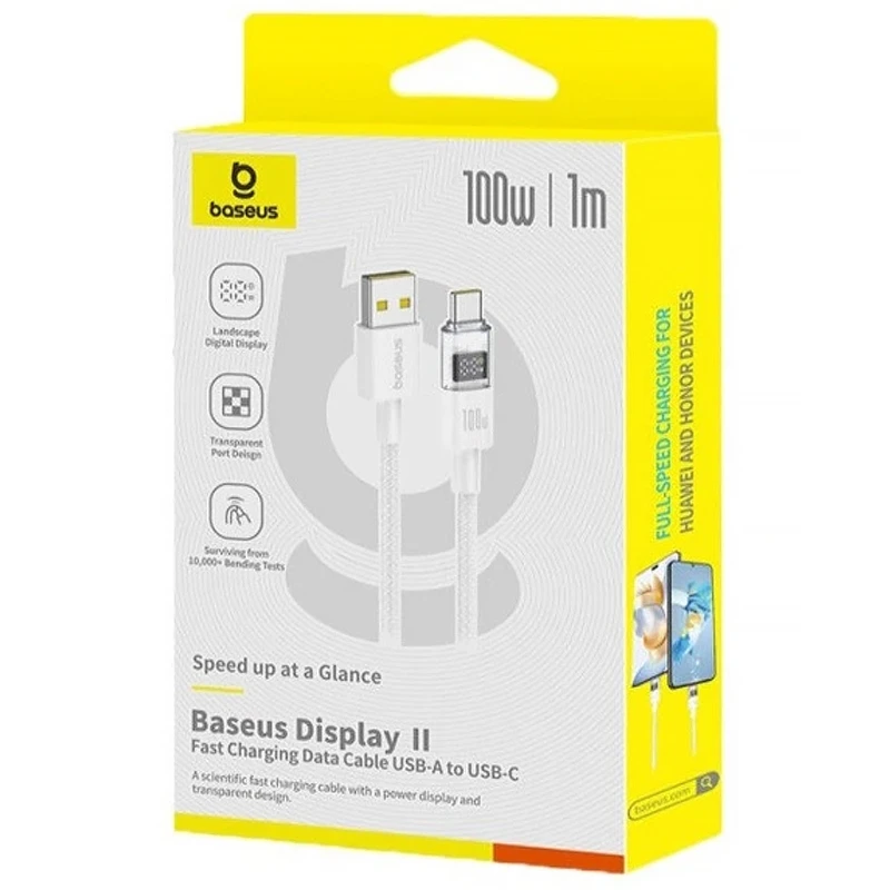 Дата кабель Baseus Display 2 USB to Type-C 100W (1m) (P10382701) – Moon White. Фото 2 з 4