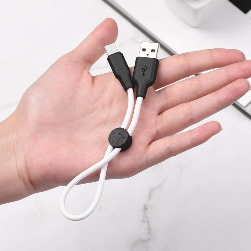 Дата кабель Hoco X21 Plus Silicone MicroUSB Cable (0.25m) – Чорний / Білий. Фото 3 з 4