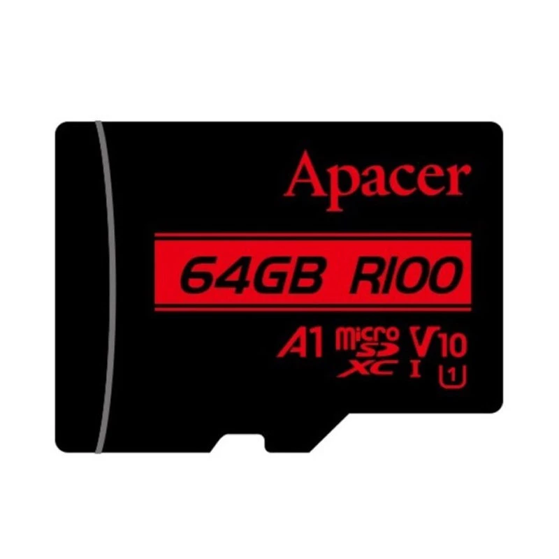 

Карта пам'яті Apacer microSDXC (UHS-1) 64Gb class 10 V10 A1 R100MB/s (без адаптера) (Black)