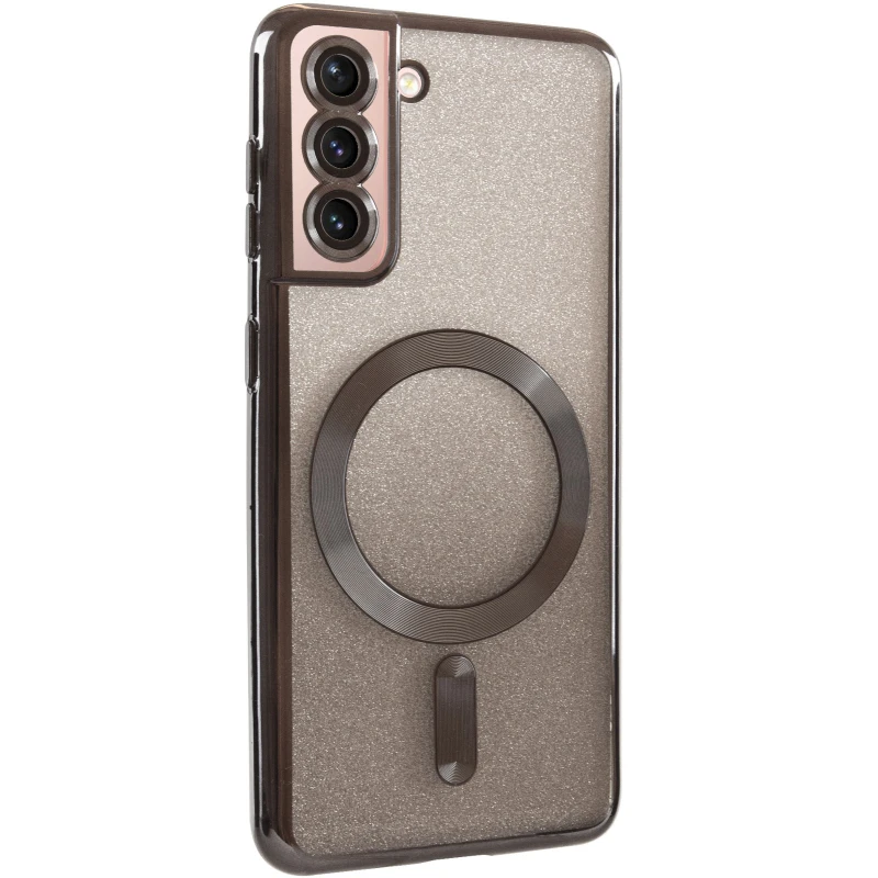 Чохол з блискітками, захисними лінзами на камеру та MagSafe на Samsung Galaxy S21 – Чорний / Black. Фото 2 з 11