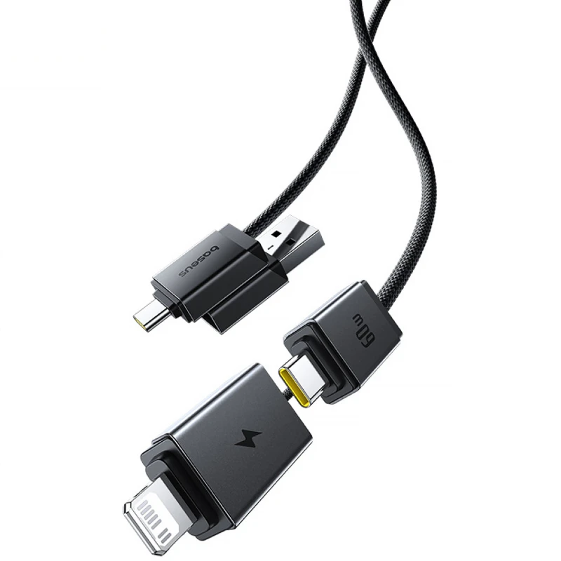 Дата кабель Baseus Versatile Two-for-Two USB/Type-C to Type-C/Lightning 60W (0.6m) (P10383000) – Cosmic Black. Фото 3 з 4
