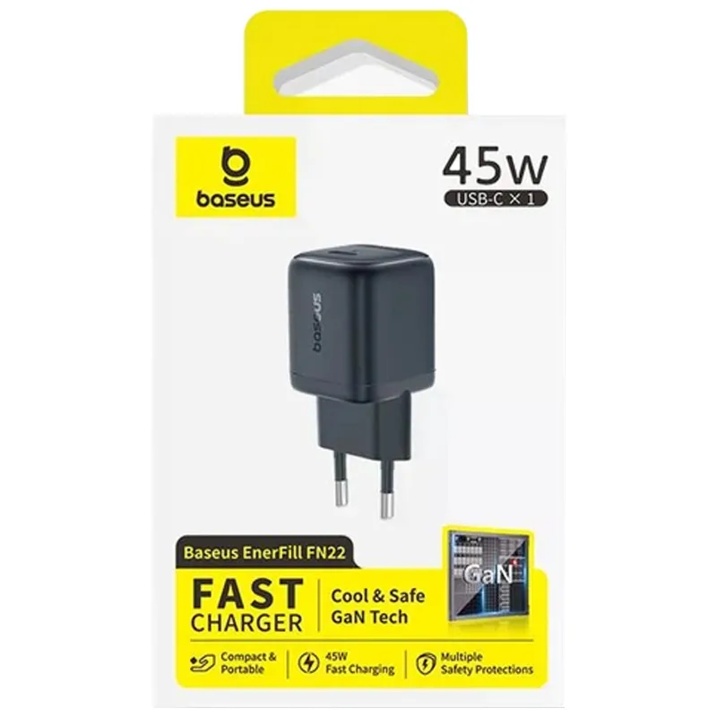 МЗП Baseus EnerFill FN22 Fast Charger PD45W (1USB-C) (E01233) – Cosmic Black. Фото 2 з 5