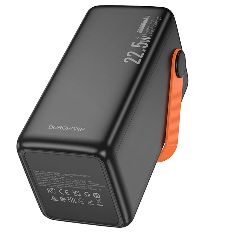 Портативное ЗУ Power Bank BOROFONE BJ66B Magnifico 22.5W+PD20W 60000 mAh – Black. Фото 8 из 8