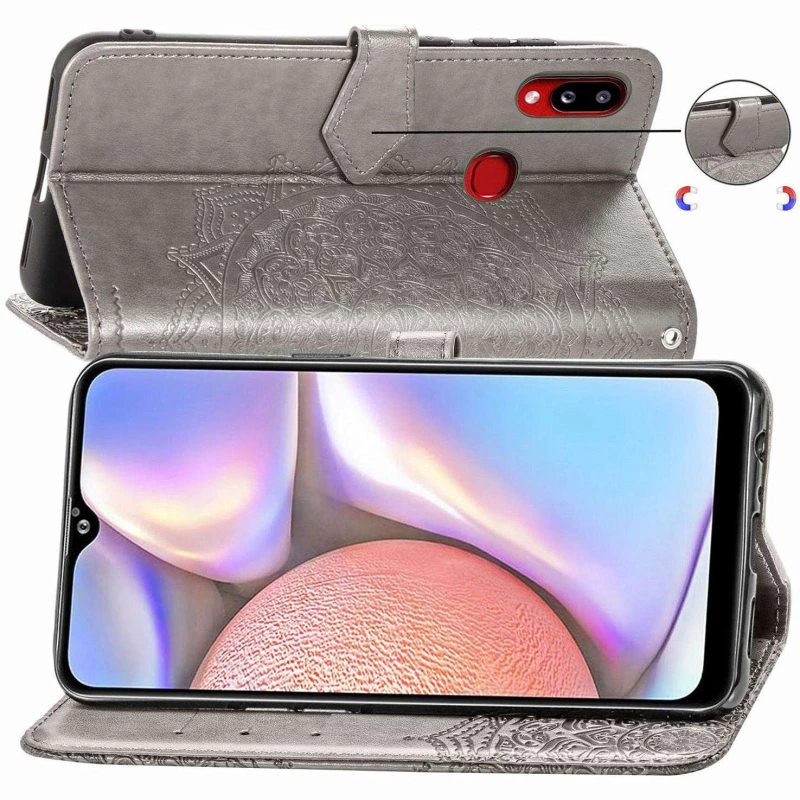 Кожаный чехол-книжка Art Case с визитницей для Samsung Galaxy A10s – Серый. Фото 4 из 5