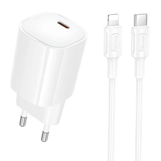 МЗП Borofone BA103A Pudding PD20W (1USB-C) + кабель Type-C to Lightning фото 1 з 4