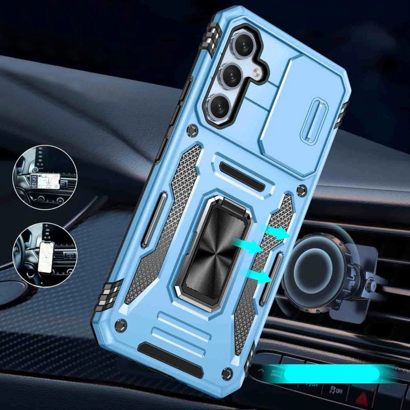 Ударостійкий чохол Square Ring зi шторкою на камеру на Samsung Galaxy A36 5G – Блакитний / Light Blue. Фото 3 з 17