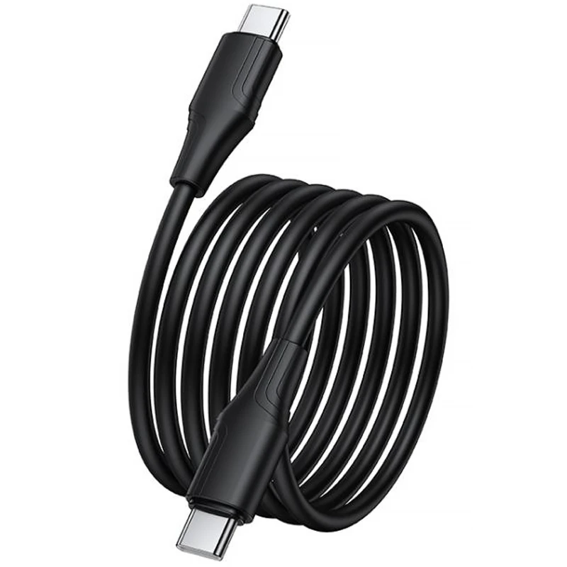 Дата кабель Hoco X124 Bien silicone Type-C to Type-C 60W (1m) – Black. Фото 4 з 4