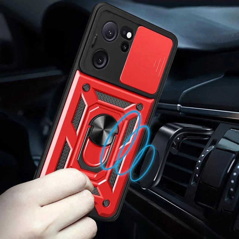 Ударопрочный чехол Serge Ring с защитой камеры для Xiaomi 13T – Красный. Фото 6 из 7