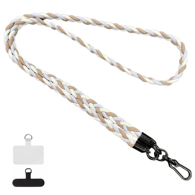 Плетенный шнурок (5мм) 120см – Camel / Purple / White. Фото 1 из 3