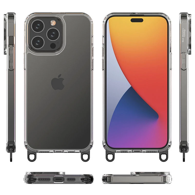 Прозрачный силиконовый чехол с ремешком для Apple iPhone 14 Pro (6.1") – Red / White. Фото 8 из 11