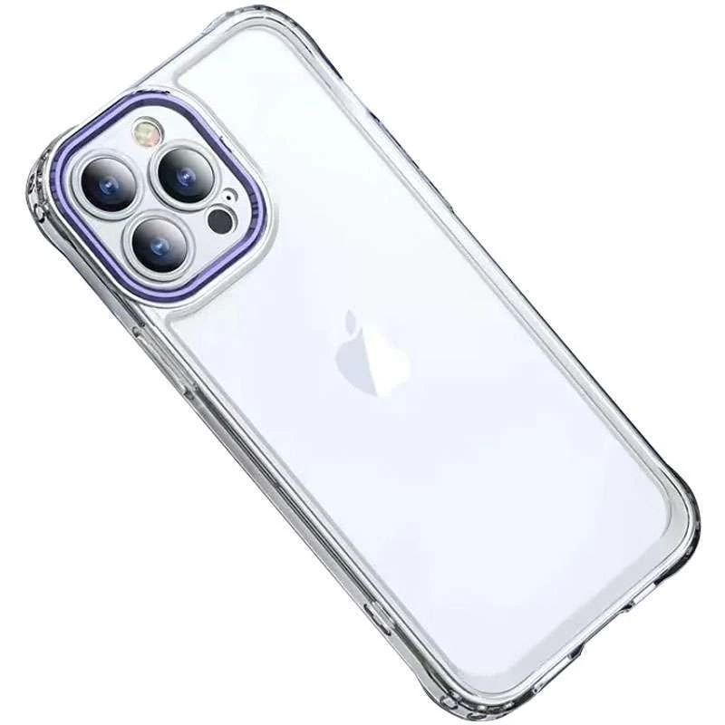 TPU+PC чехол с цветной окантовкой камеры для Apple iPhone 13 Pro Max (6.7") – Прозрачный / Фиолетовый. Фото 2 из 4
