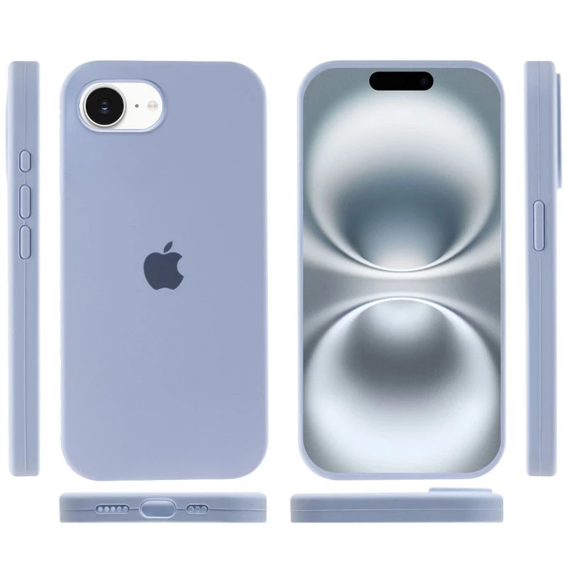 Чехол Silicone Case с закрытым низом для Apple iPhone 17e (6.1") – Голубой / Lilac Blue. Фото 5 из 6