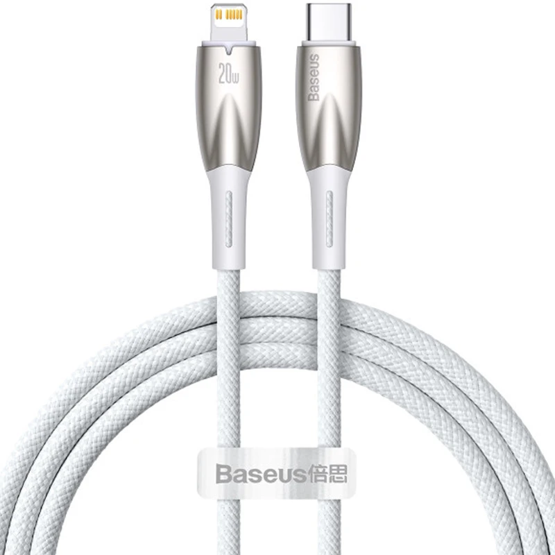 Дата кабель Baseus Glimmer Series Fast Charging Data Cable Type-C to Lightning 20W 1m (CADH00000) – White. Фото 1 из 5