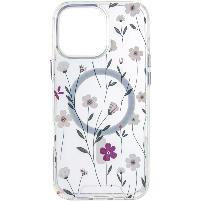 TPU+PC чохол Clear Garden with MagSafe для Apple iPhone 16 Pro – Cherry Petal. Фото 2 з 5