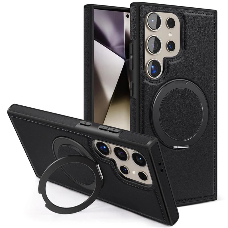 Шкіряна ретро накладка з кільцем та Magnetic Safe на Samsung Galaxy S22 Ultra фото 1 з 1