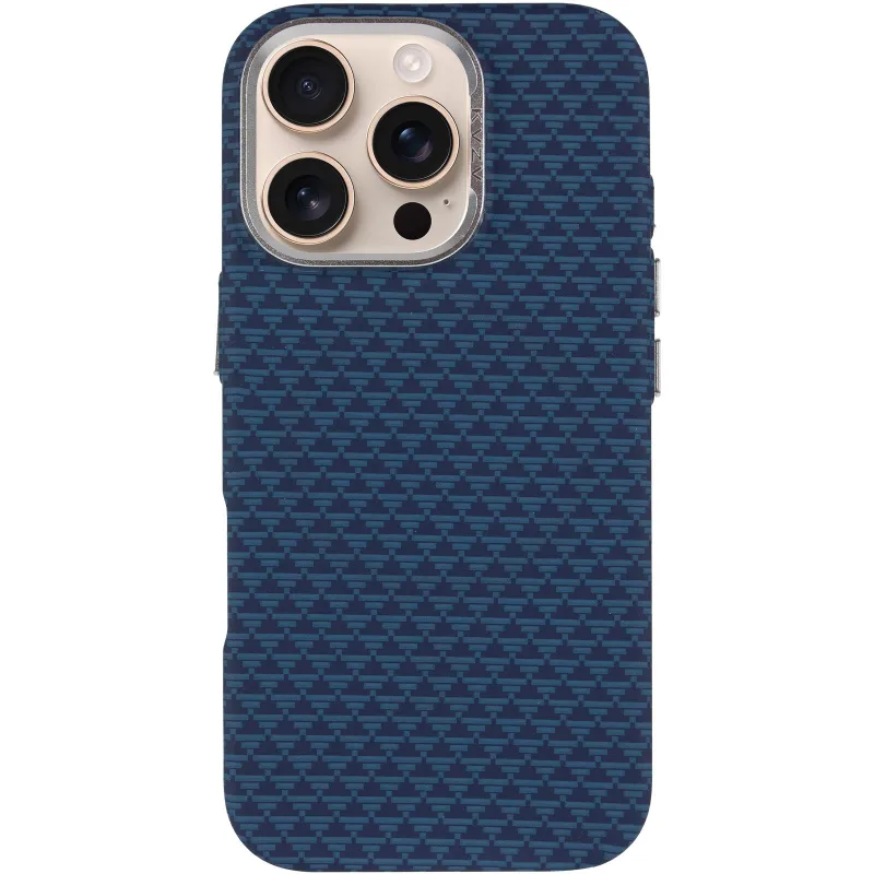 Чехол TPU+PC KVZV Triangular Pattern with Magnetic Fit для Apple iPhone 16 Pro – Blue. Фото 3 из 6