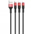 Дата кабель Hoco X26 Xpress 3in1 Lightning -MicroUSB-Type-C (1m) – Чорний / Червоний. Фото 2 з 4