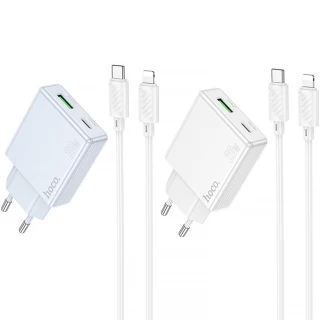 СЗУ Hoco C142A Direct PD20W+QC3.0 (1USB-A/1C) + кабель Type-C to Lightning фото 1 СЗУ Hoco C142A Direct PD20W+QC3.0 (1USB-A/1C) + кабель Type-C to Lightning фото 1 из 1