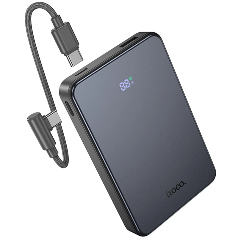 Портативний ЗП Power Bank Hoco J170 Starlight 22.5W+PD20W with cable 10000 mAh – Metal gray. Фото 1 з 6