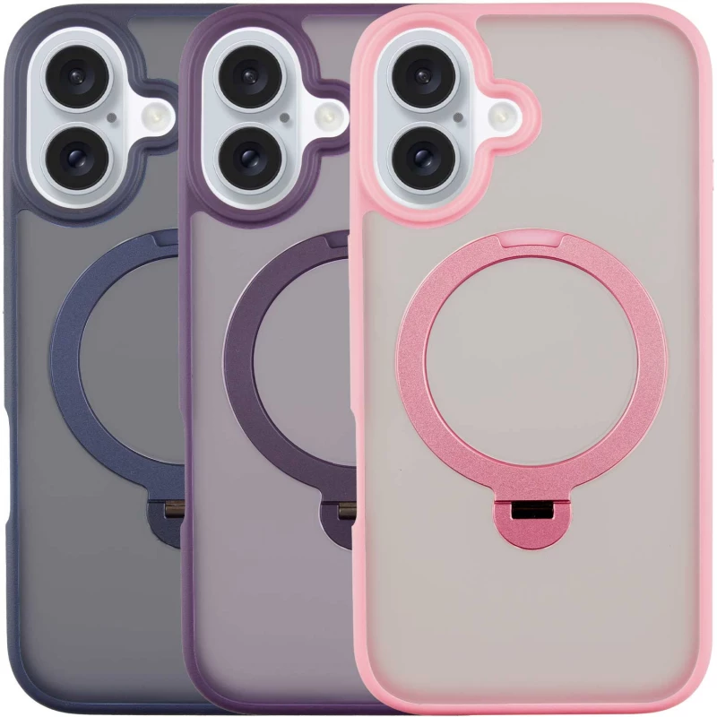 Кольоровий TPU+PC з металевими кнопками, кільцем та MagSafe на Apple iPhone 16 фото 1 з 3