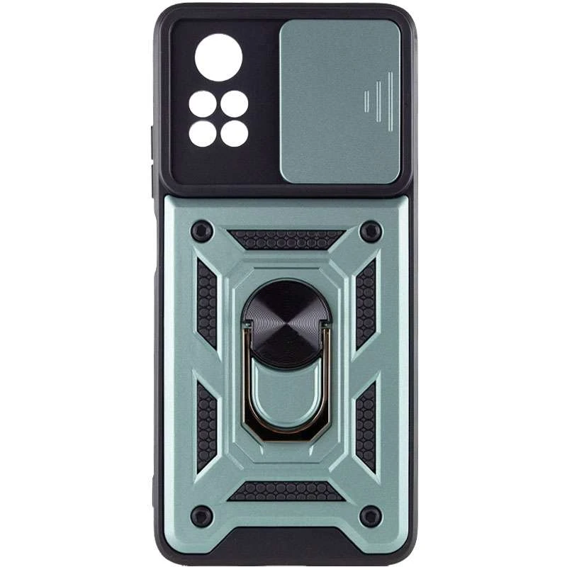 Ударопрочный чехол Serge Ring с защитой камеры для Xiaomi Poco X4 Pro 5G – Зеленый. Фото 3 из 8