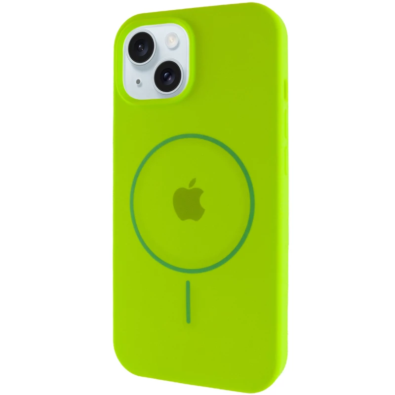 Чохол Silicone Armor Max with MagSafe для Apple iPhone 15 Plus (6.7") – Салатовий / Neon green. Фото 2 з 6