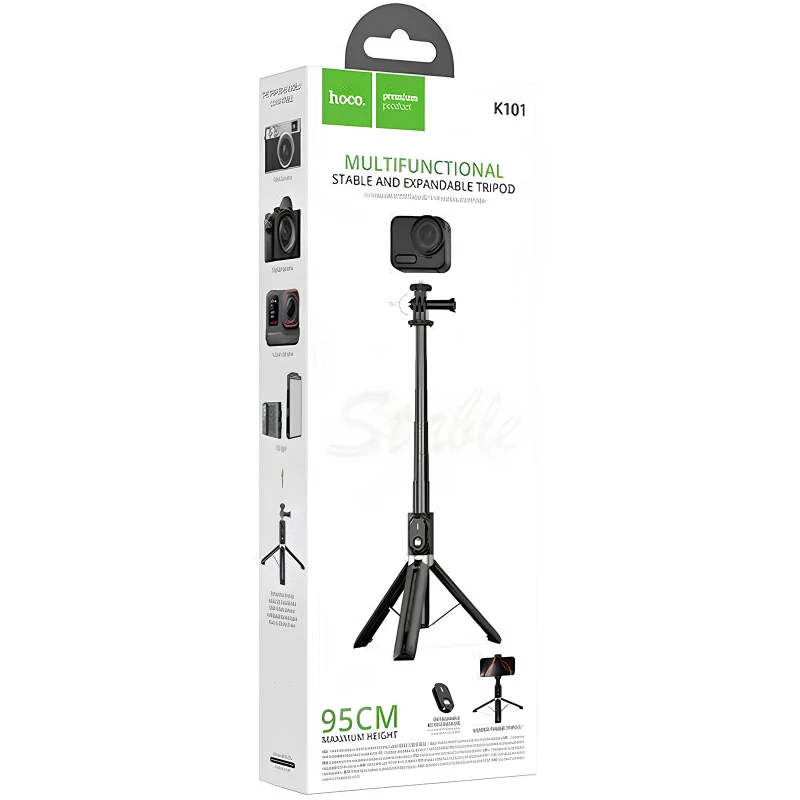Монопод для селфі Hoco K101 Prestigio + знімний BT пульт – Black. Фото 2 з 6