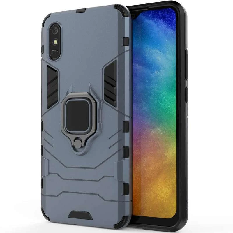 Протиударний чохол Transformer з кільцем на Xiaomi Redmi 9A – Сірий / Metal slate. Фото 3 з 4