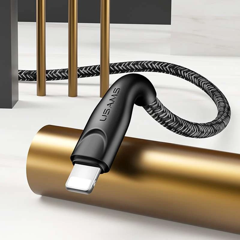 Дата кабель Usams US-SJ391 U41 Lightning Braided Data and Charging Cable 1m – Чорний. Фото 3 з 5