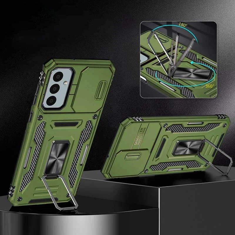 Ударостійкий чохол Square Ring зi шторкою на камеру на Samsung Galaxy A56 5G – Оливковий / Army Green. Фото 6 з 8