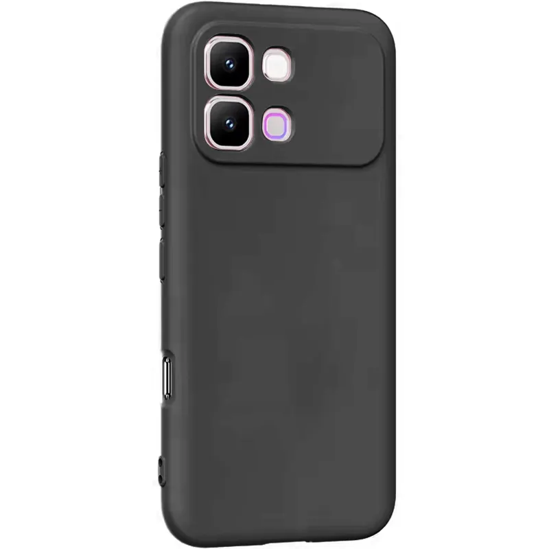 Цветной силиконовый чехол GETMAN с закрытой камерой на Infinix Note Edge – Черный / Black. Фото 1 из 2