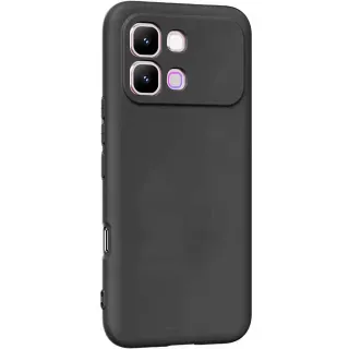 Цветной силиконовый чехол GETMAN с закрытой камерой на Infinix Note Edge — Черный / Black