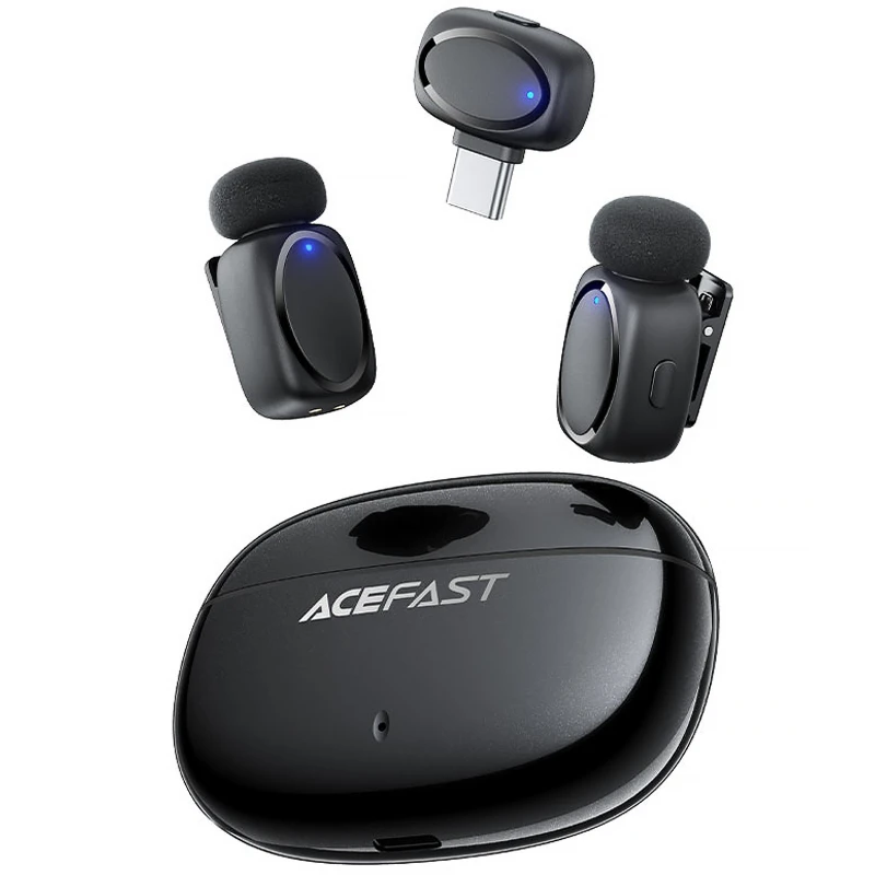 Петличный беспроводной микрофон Acefast R2 Type-C – Black. Фото 2 из 6