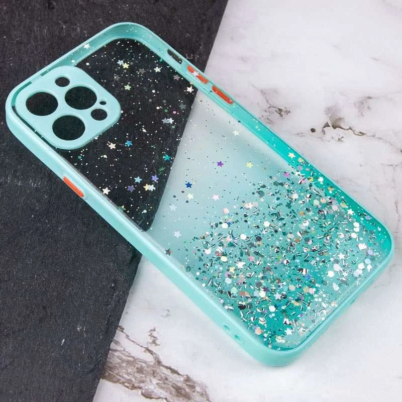 Чехол с блестками и защитой камеры для Apple iPhone 13 Pro (6.1") – Бирюзовый. Фото 3 из 4