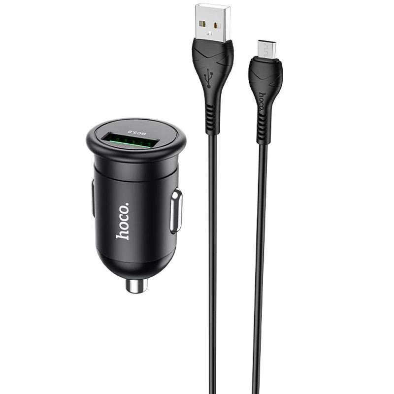 

АЗУ Hoco Z43 QC3.0 (1USB/18W) + MicroUSB (Черный), Чорний