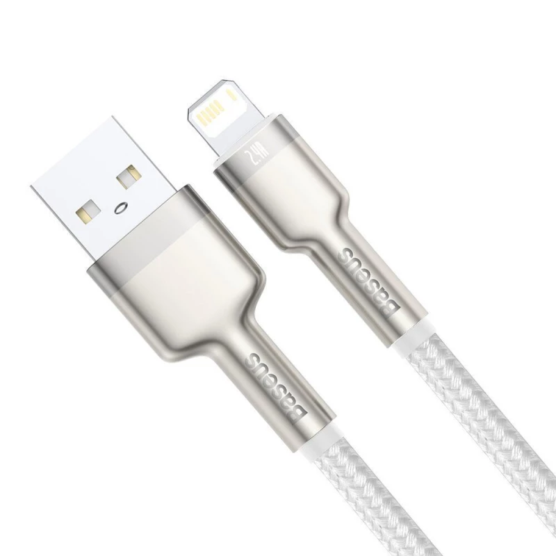 Дата кабель Baseus Cafule Series Metal USB to Lightning 2.4A (1m) (CALJK-A0) – White. Фото 3 з 5