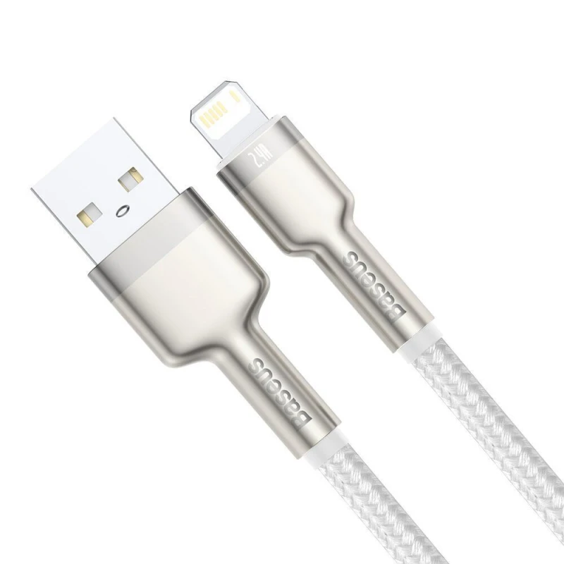 Дата кабель Baseus Cafule Series Metal USB to Lightning 2.4A (2m) (CALJK-B0) – White. Фото 3 з 4