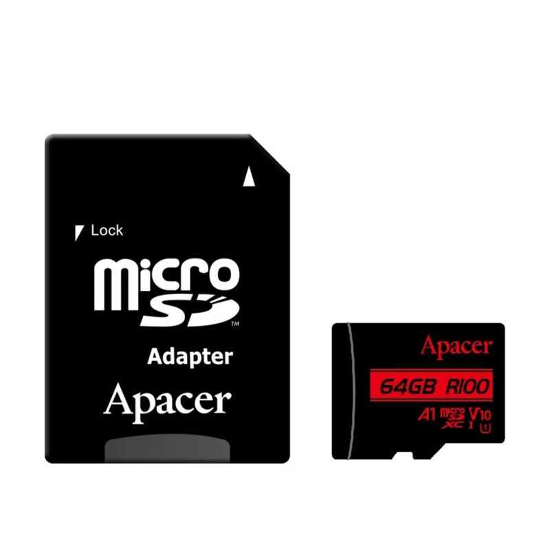 Карта пам'яті Apacer microSDXC (UHS-1) 64Gb class 10 V10 A1 R100MB/s + SD adapter фото 1 з 1