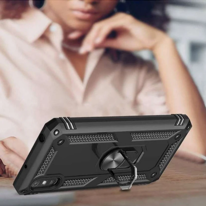 Протиударний чохол Serge Ring з кільцем на Xiaomi Redmi 9A – Чорний. Фото 6 з 7