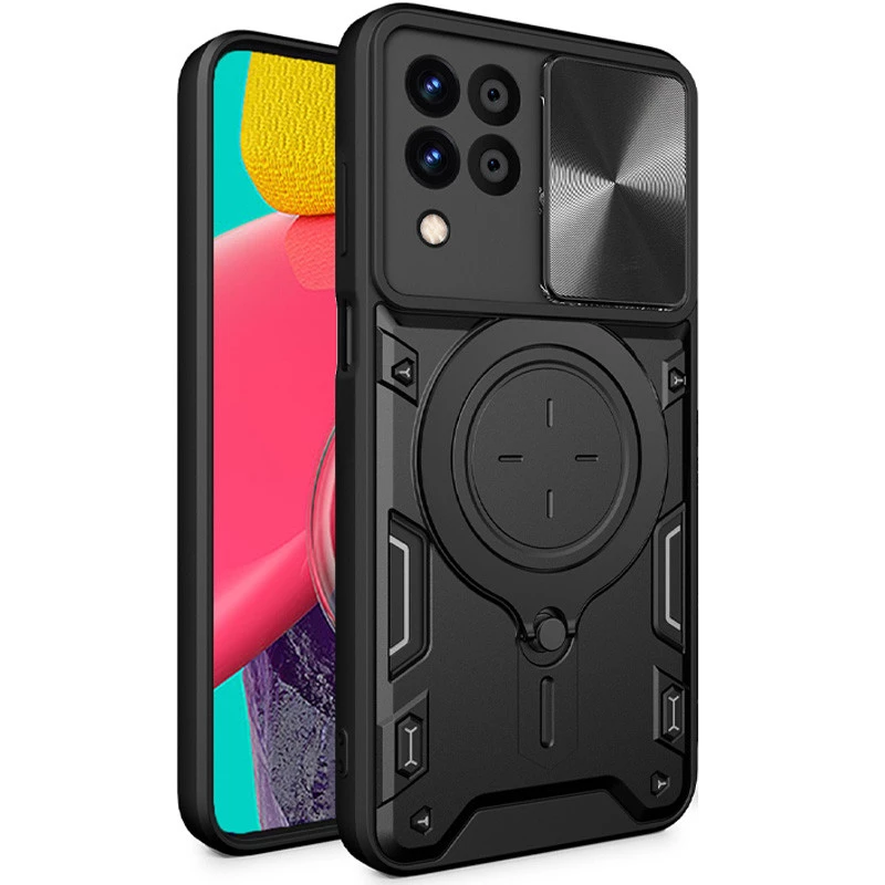 Ударостійкий чохол Bracket Ringstand із захисною шторкою для камери на Samsung Galaxy A22 4G – Black. Фото 2 з 6